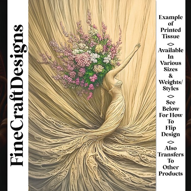 Graceful Golden Woman Floral Crown W2 Decoupage Tissue Paper (Creator Uploaded)