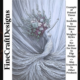 Graceful Golden Woman Floral Crown W3 Decoupage Tissue Paper