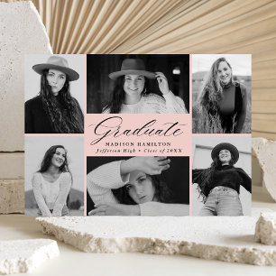 Graceful Grad 6 Photo Collage Graduation Announcement