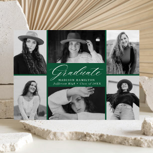 Graceful Grad 6 Photo Collage Graduation Announcement