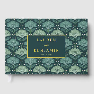 Graceful Green Botanical Pattern Guest Book
