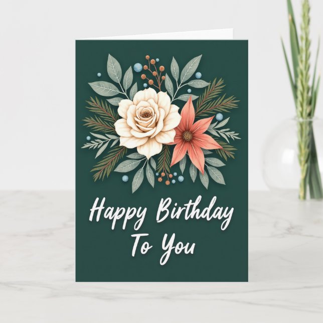 Graceful Greenery Birthday Card (Front)