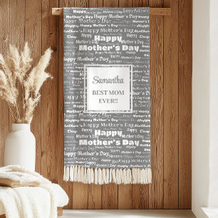 Graceful Grey Script Mother’s Day Personalized Sherpa Blanket