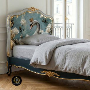 Graceful Grey Swan Gold Crown Floral Decoupage   Tissue Paper