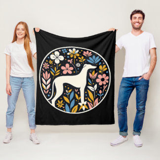 Graceful Greyhound Blossoms Fleece Blanket