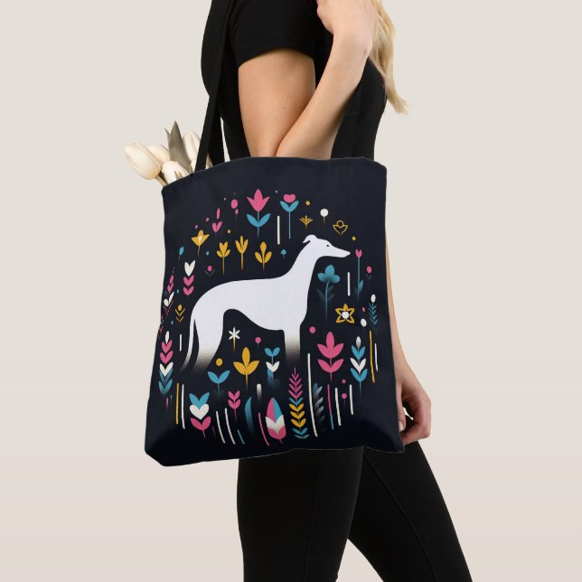 Graceful Greyhound Blossoms Tote Bag (Close Up)