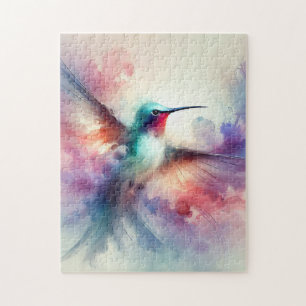 Graceful Hummingbird in Watercolor Jigsaw Puzzle