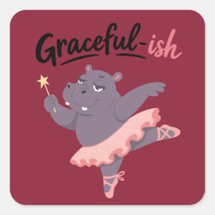 Graceful-ish Hippo Ballerina Square Sticker