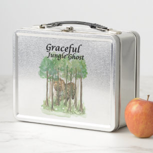 Graceful Jungle Ghost Leopard Metal Lunch Box
