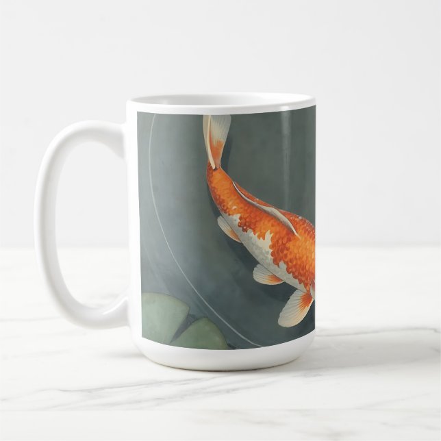 Graceful Koi Fish Pond Serenity Design Coffee Mug (Left)