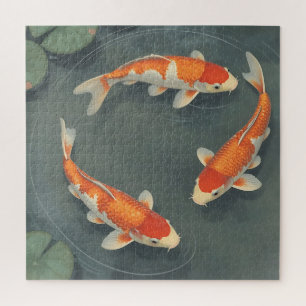 Graceful Koi Fish Pond Serenity Design Jigsaw Puzzle