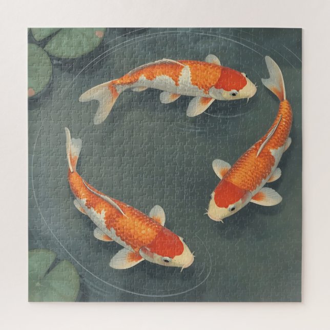 Graceful Koi Fish Pond Serenity Design Jigsaw Puzzle (Vertical)