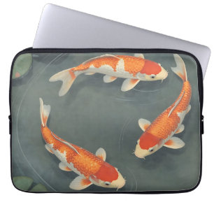 Graceful Koi Fish Pond Serenity Design Laptop Sleeve
