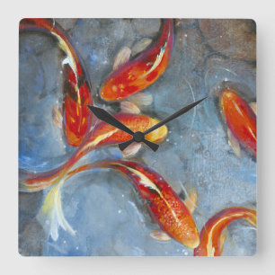 Graceful Koi II Square Wall Clock