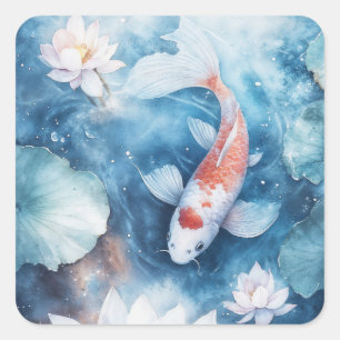Graceful Koi with Peaceful Waters Square Sticker