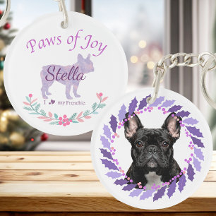 Graceful Lavender French Bulldog Personalised Key Ring