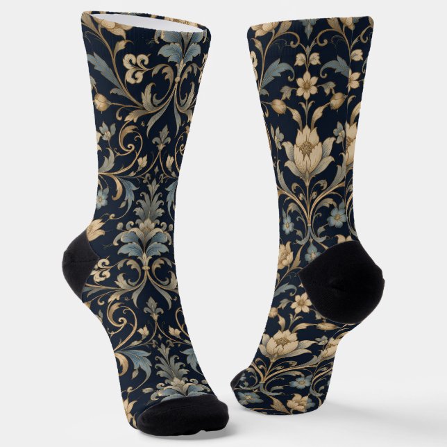 Graceful Luxury Floral Filigree Socks (Angled)
