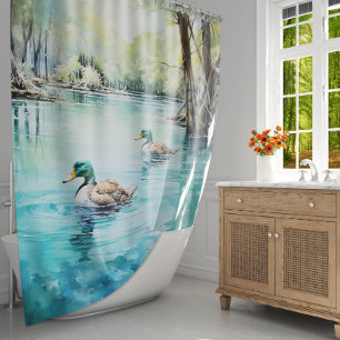 Graceful Mallards: A Feminine Escape Shower Curtain