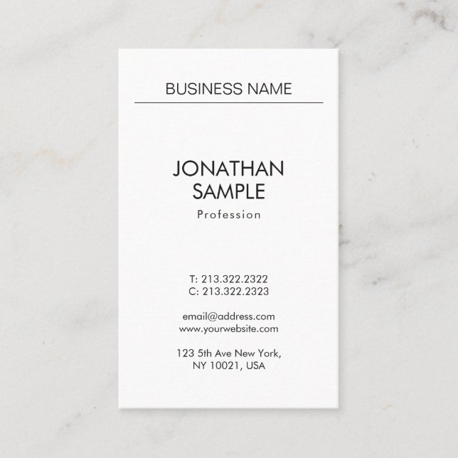 Graceful Minimalist Professional Vertical Modern Business Card (Front)