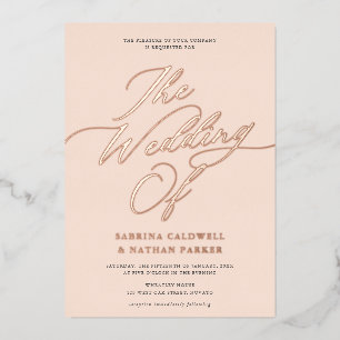 Graceful Modern Script Wedding Blush Rose Gold