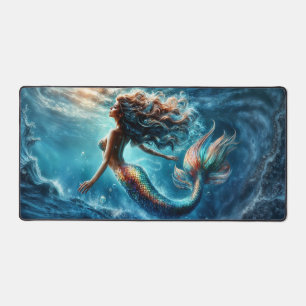Graceful mythical sea dweller mermaid scene desk mat
