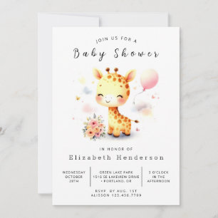 Graceful Online Giraffe Baby Shower  Invitation