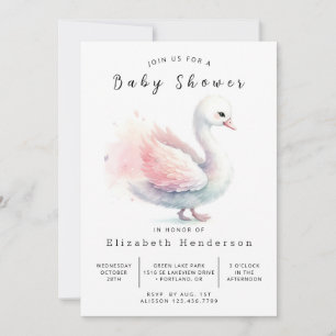 Graceful Online Swan Baby Shower Invitation