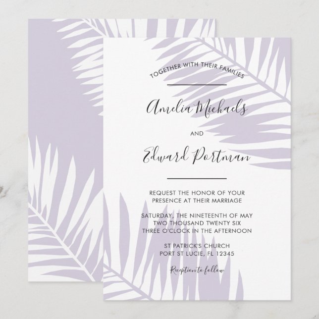 Graceful Palms Wedding Invitation (Front/Back)