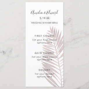 Graceful Palms Wedding Menu Card