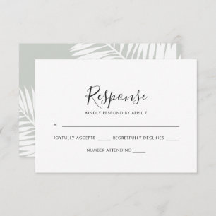 Graceful Palms Wedding Rsvp Card in Mint