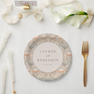 Graceful Pastel Floral Pattern Paper Plate