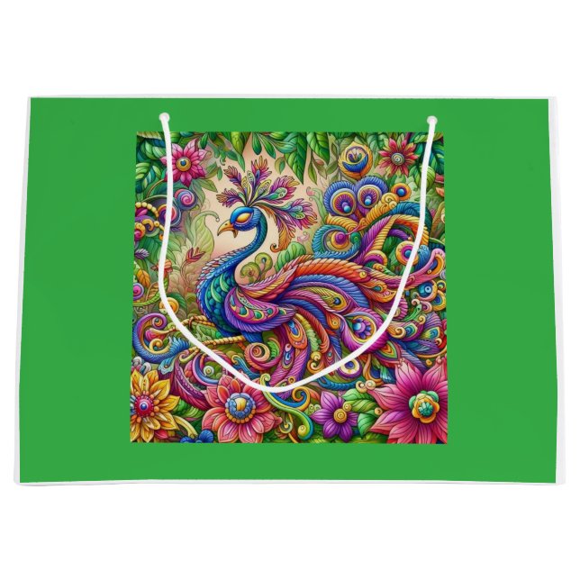 "Graceful Peacock-Themed Gift Bag  (Front)