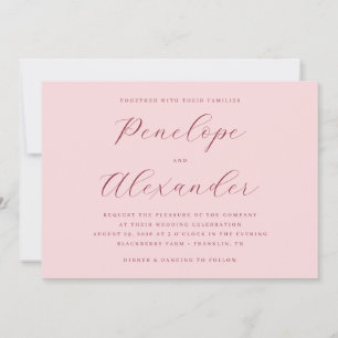 Graceful Pink Calligraphy Invitation