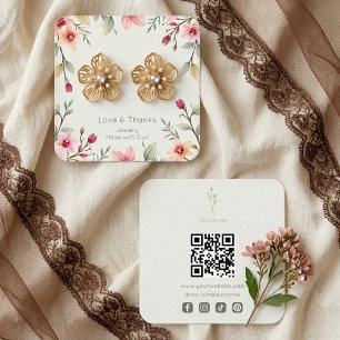 Graceful Pink Floral Jewellery Display MH26 Square Business Card