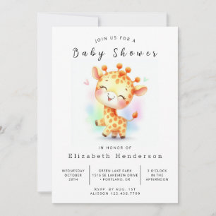 Graceful Printable Giraffe Baby Shower Invitation