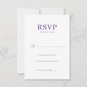 Graceful Purple Calligraphy RSVP Card