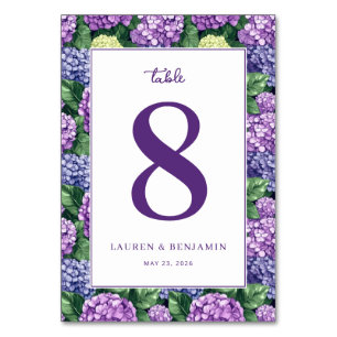 Graceful Purple Floral Table Number