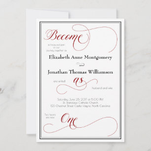 Graceful Red Become as One Christian Wedding Card