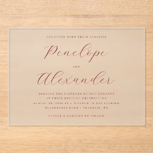 Graceful Red Calligraphy Wedding Invitation
