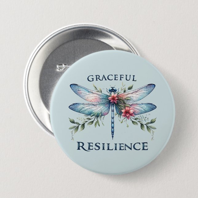 Graceful Resilience - Artistic Dragonfly 7.5 Cm Round Badge (Front & Back)
