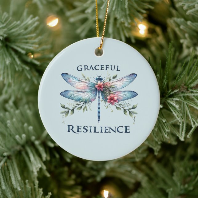 Graceful Resilience - Artistic Dragonfly Ceramic Tree Decoration (Tree)