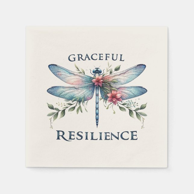 Graceful Resilience - Artistic Dragonfly Napkin (Front)