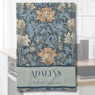 Graceful Retro Flowers Retirement Gifts for Mum Tea Towel