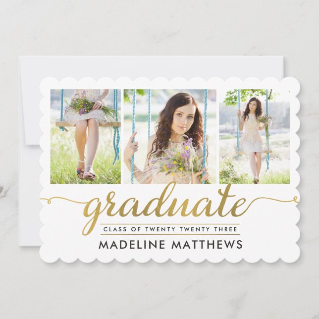 Graceful Script Editable Colour Graduation Invite (Front)