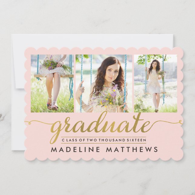 Graceful Script Editable Colour Graduation Invite (Front)