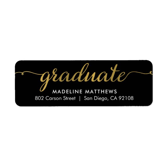 Graceful Script Graduation Return Address Label (Front)