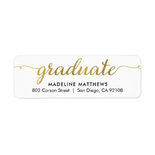 Graceful Script Graduation Return Address Label