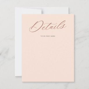 Graceful Script Wedding Blush Details Enclosure RSVP Card