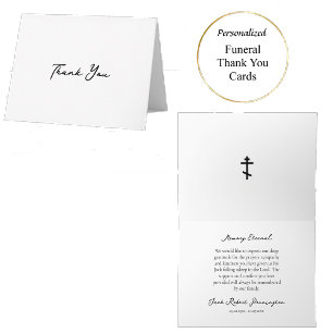 Graceful, Simple Script Orthodox Christian Funeral Thank You Card