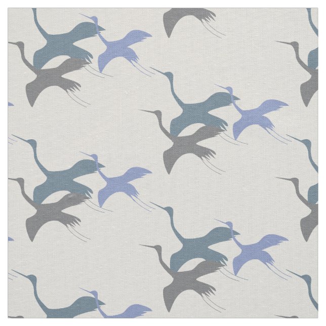 Graceful Skies: Bluish Whooping Crane Fabric (Swatch)
